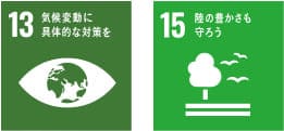 13 気候変動に具体的な対策を / 15 陸の豊かさも守ろう