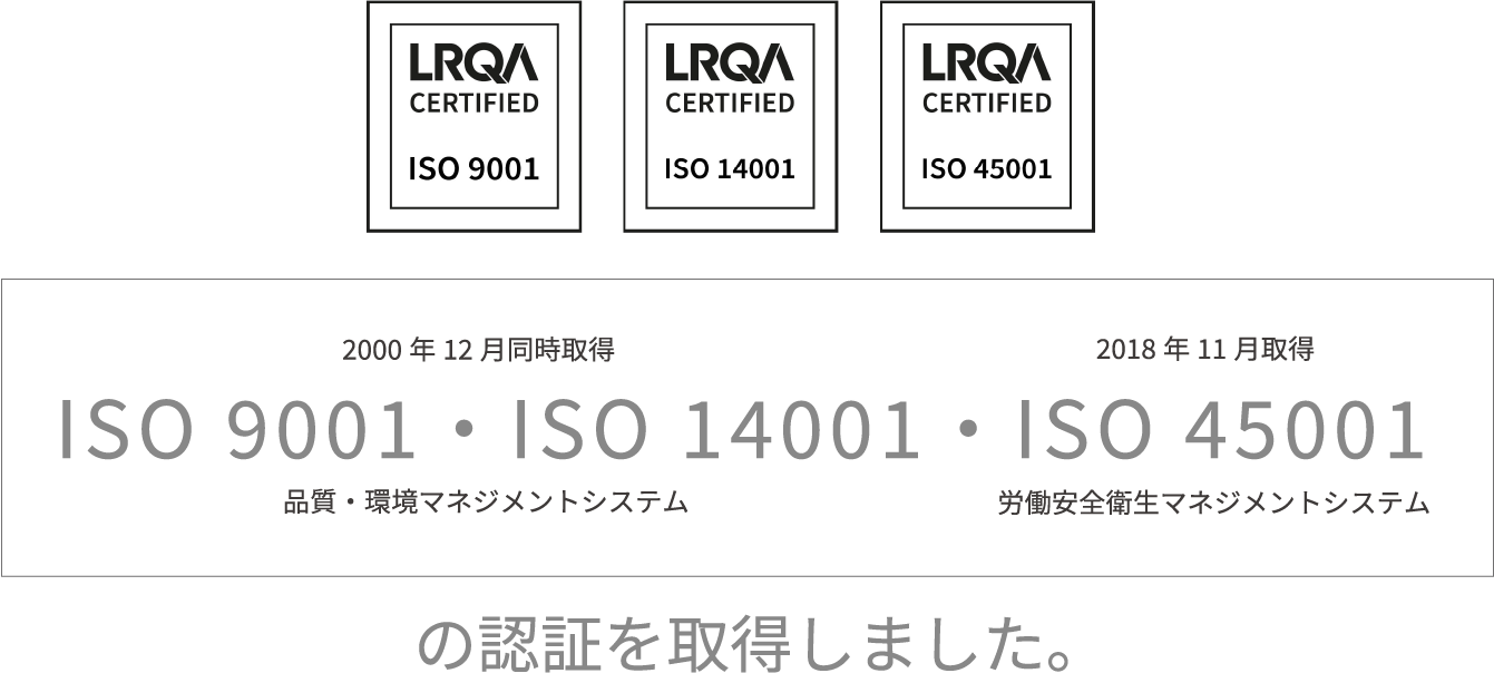 ISO45001（労働安全衛生）の認証を取得（2018年）